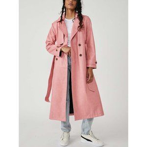 NWT Free People Morrison Vegan Leather Trench / Pink